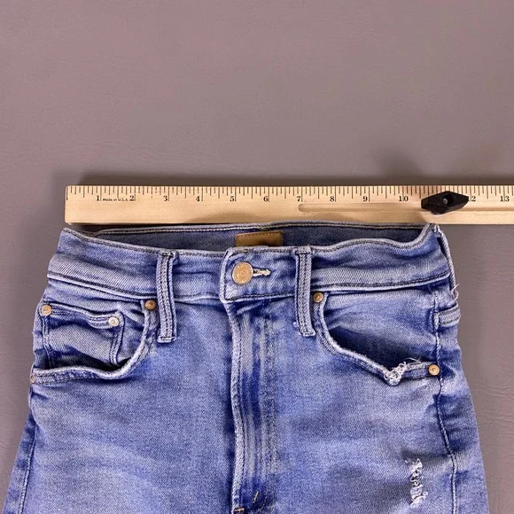 MOTHER High Waisted Rider Skimp Jeans Women's Size 25 Blue Distressed *Flaw Spot - Picture 7 of 16